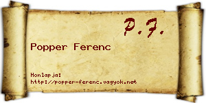 Popper Ferenc névjegykártya